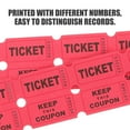 thumbnail image 2 of 100 Red Colored Raffle Tickets Double Roll 50/50 Carnival Fair Split The Pot One Hundred Consecutively Numbered Fundraiser Festival Event Party Door Prize Drawing Perforated Stubs (Red), 2 of 8