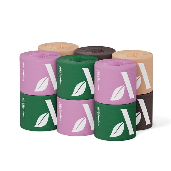 Aware 3-ply Bamboo Toilet Paper, Unscented, 12 Rolls, 350 Sheets per roll, Total 4200 Sheets, Plastic-Free
