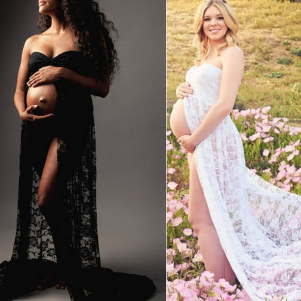 Womens Female Lace Maternity Photography Props Long Pregnancy Dress Clothes  For Pregnant Ladies Dresses