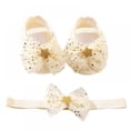 thumbnail image 1 of Baby Girl Net Yarn Bowknot Star Princess Shoes Topwoner Toddler Soft-soled Walking Shoes Headband Set, 1 of 8