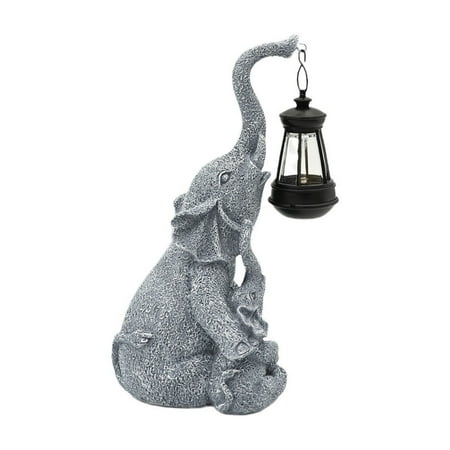 

KAGAYD Resin Craft Mother And Son Elephant Solar Light Garden Courtyard Light Outdoor Night Light
