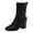 Black, variant on Ankle Boots for Women Square Toe Retro Leather Fall Winter Dress Short Booties Buckle Strap Zip up Chunky Block Heel Mid Calf Boots