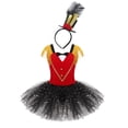 thumbnail image 1 of Aiihoo Costume de Cirque pour Filles Enfants, Robe Justaucorps Tutu en Maille à Paillettes avec Mini Haut-de-Forme pour Halloween Carnaval Rouge 4T, 1 of 7