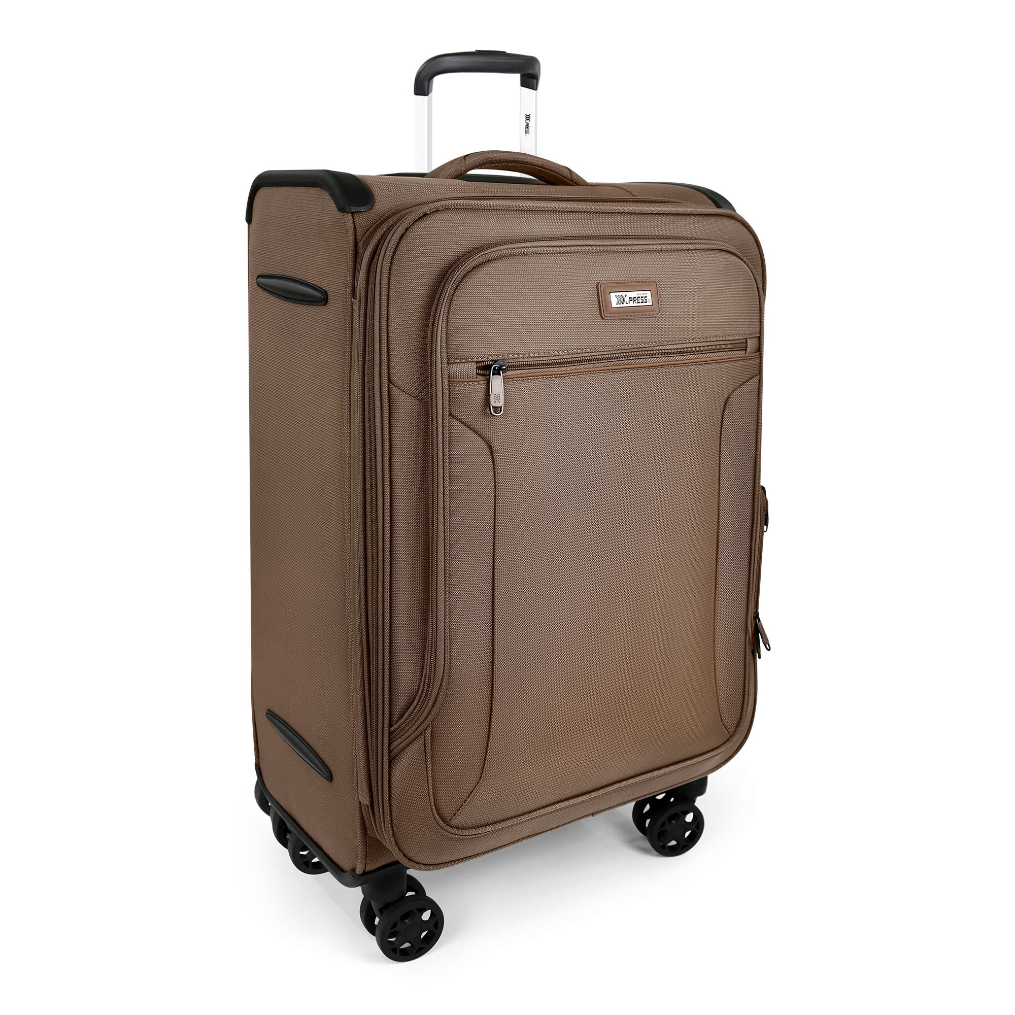 28 Inch Large Softside Checked Luggage,Expandable Soft Shell Suitcase with Spinner Wheels and TSA Lock,Durable Lightweight Travel Case,XJ1907-Coffee