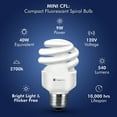 thumbnail image 6 of Xtricity Compact Fluorescent Light Bulb T2 Spiral, E26 Base, 4100k Cool White, 9W, (8 Pack), 6 of 11
