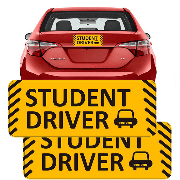 TOTOMO Student Driver Magnet for Car - Large 10"x4" Magnetic Reflective Vehicle Safety Sign for New Rookie Learner Drivers Removable Bumper Sticker Please Be Patient (2 Pack)