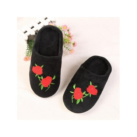 

Winter Women Warm Rose Velvet Slippers Furry Soft Plush Shoes Non-slip Home Indoor
