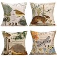 thumbnail image 1 of JOOCAR Throw Pillow Covers Adorable Animals Rabbit Hedgehog Bird Butterfly Decorative Pillowcases Set of 4 Cotton Linen Square Throw Pillow Case Home Couch Decor Cushion Cover 18" x 18", 1 of 6