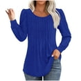 thumbnail image 2 of WXLWZYWL Long Sleeve Shirts for Women Fall Tops Dressy Casual Blouses Pleated Scooped Neck Tunic Tops for Leggings, 2 of 5