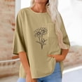 thumbnail image 2 of Women's Tops, Tees & Blouses Plus Size,Womens Cotton Linen 3/4 Sleeve Tops Vintage Floral Printed Boho T Shirt Wildflower Graphic Loose Casual Pocket Tops, 2 of 6