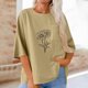 thumbnail image 1 of TaTaai Women Casual Loose Imitation Linen Blouses 3/4 Sleeve Round Neck Oversized Pocket Lightweight Breathable Summer Daily Tops Gift, 1 of 6