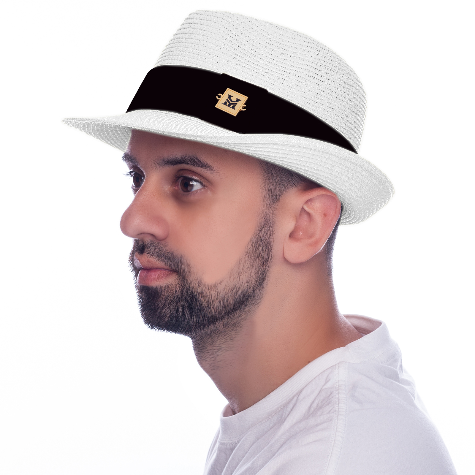 Womens Short Brim Straw Sun Hat Fedora Trilby Hat Panama Men Packable Beach Straw Fedora Hat Panama Short Brim Packable Sun Hat Trilby  main image 3