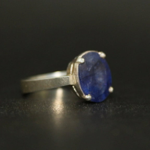 Natural Certified Blue Sapphire Neelam Stone Ring for Men & Women with 925 Sterling Silver Birthstone Ring