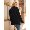 thumbnail image 6 of Women'S Oversized Loose Sweater Autumn Batwing Sleeve Ribbed Tunic Sweater Black L, 6 of 7