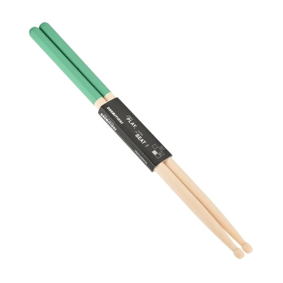 Maple Wood Drumstick 7A Anti Slip Handle Grips Drum Stick Green for Drumming Musical, 1 Pair