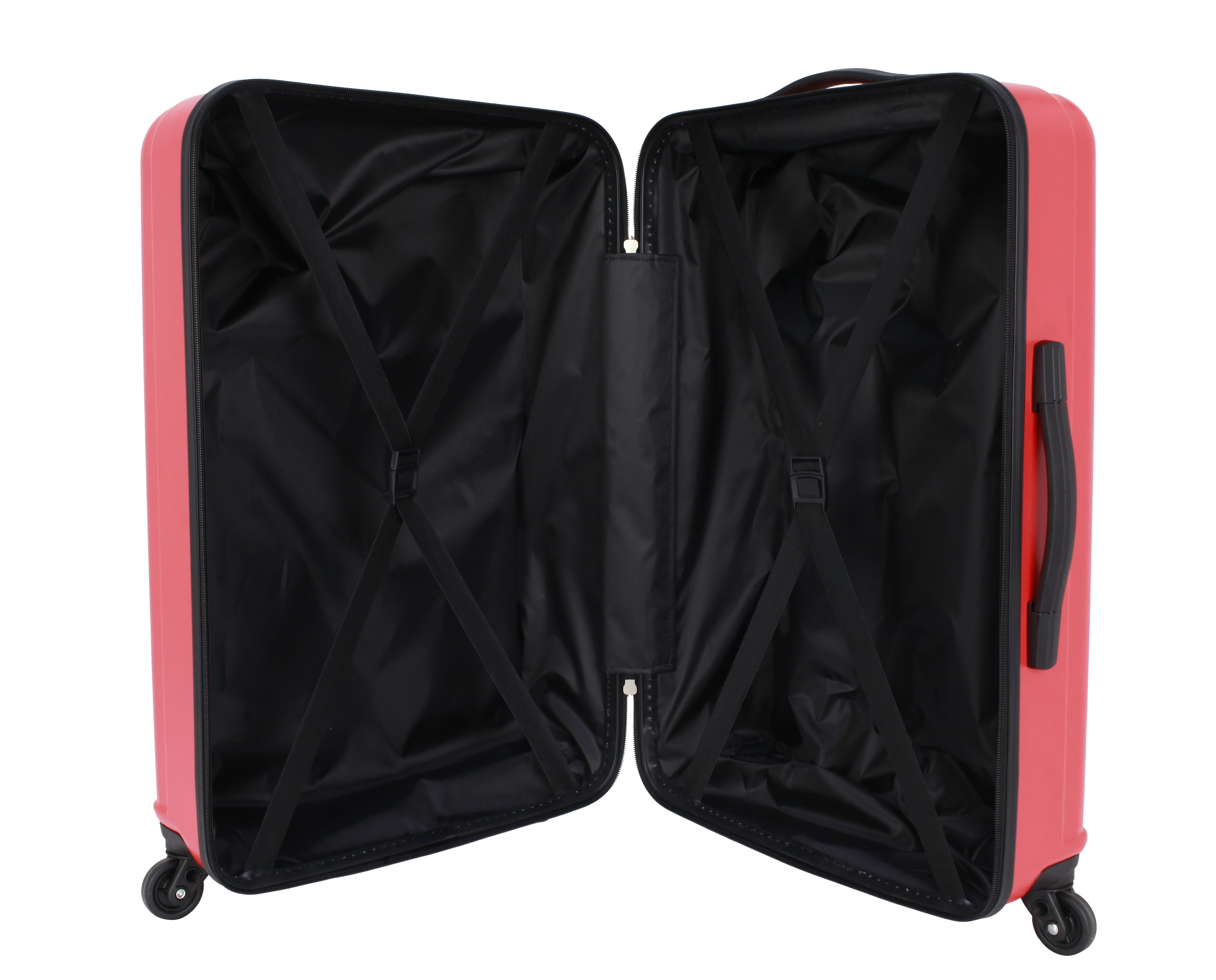 Moda ABS Hard Side 3 Piece Luggage Set, Includes 28-inch and 24-inch Checked and 20-inch Carry-on Luggage, Coral