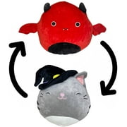 Squishmallows Halloweeen Flip-A-Mallow Dante Red Demon / Tally Cat Hat 12 inch
