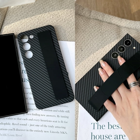 For Samsung Galaxy S23 Plus Case with Wrist Strap, Luxury Hard PC   TPU with Finger Wristband Shockproof Protective Case Cover for Samsung Galaxy S23 Plus,Anti Scratch,Black