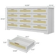 thumbnail image 5 of M optimized 12 Drawer Dresser for Bedroom, Modern Rattan Chest of Drawers, Wood Storage Organizer with Drawers and Handles, for Nursery, Entryway, Living Room, 5 of 8