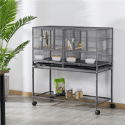 Yaheetech 41.5H Stackable Wide Bird Cage with Rolling Stand,Black