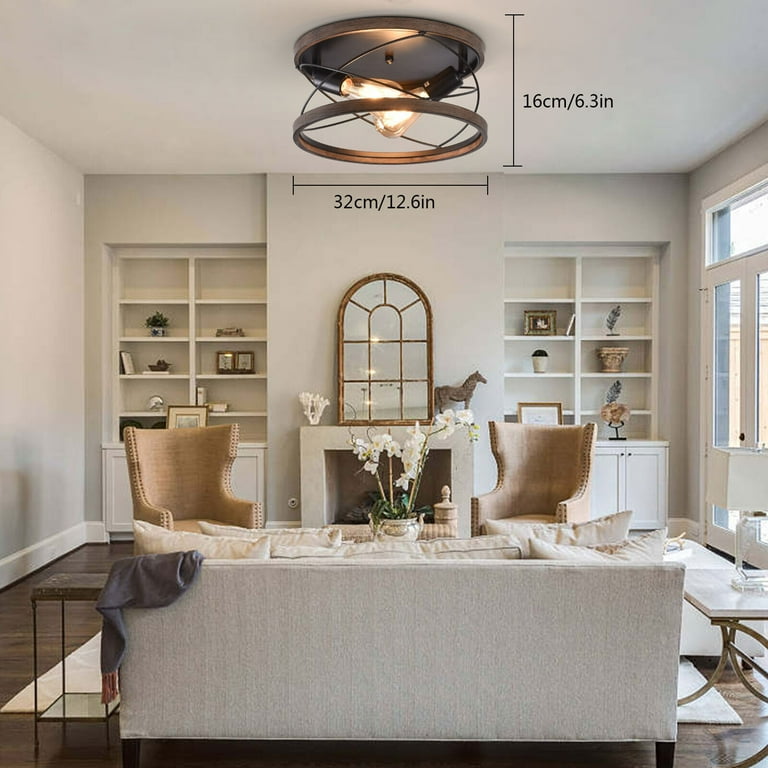 Fichiouy Ceiling Light LED Chandelier Flush Mounted Farmhouse Pendant Lamp Fixture E26