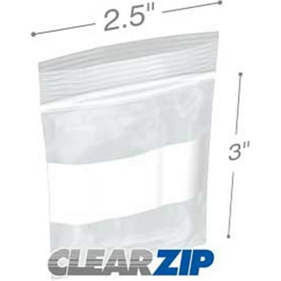 International Plastics CZW40253 2 x 3 in. 4 Mil ClearZip Whiteblock Bags - Case of 1000