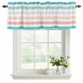 thumbnail image 2 of Teal Pink Striped Valances for Windows, Decorative Rod Pocket Window Valance Curtains, Farmhouse Stripes Simple Art Short Curtain Drapes for Kitchen/Bathroom/Living Room, 2 Panels, 54" W x 18" L, 2 of 8