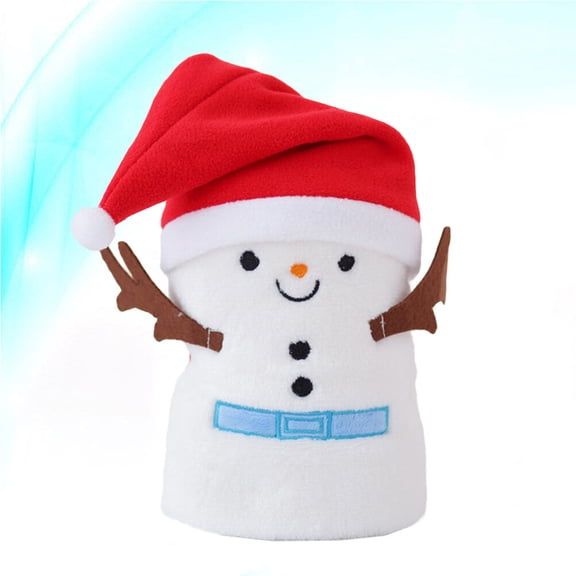 TABLZONE Snowman Hat and Flannel Blanket Multi Color Christmas Decor Soft Couch Cover Blanket