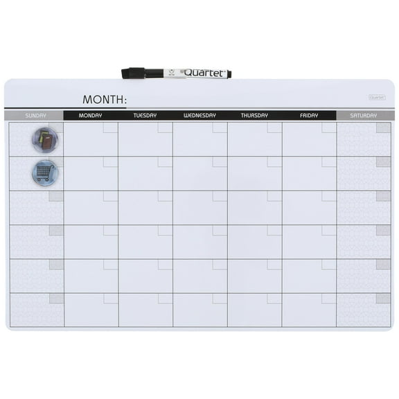 Quartet Magnetic Dry-Erase Calendar, 11" x 17", 1-Month Design, Frameless