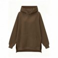 thumbnail image 7 of Kezqiaxn Women's Long Sleeve Hoodie with Pockets Fall Casual Side Slit Pullover Sweatshirt for Women Fashion Clothing Brown S, 7 of 7