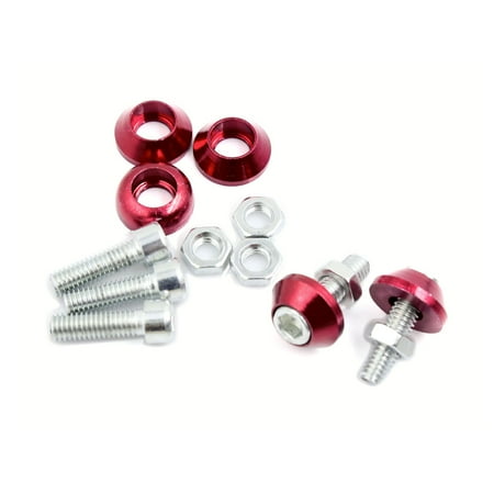 Cutequeen License Plate Bolts Unique Bargains 5 Pcs 6mm Thread Dia License Plate Frame Bolts Screws Red for Motorcycle Truck ()