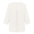 thumbnail image 5 of LEAVINGSUO Fall Winter V Neck Long Tops for Women, Womens Tops Women Solid V-Neck Lace Splicing Fold Three Quarter Sleeve Shirts Blouses Tops, 5 of 6
