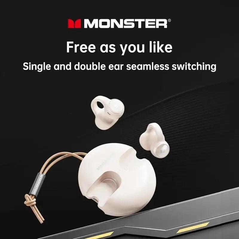 TWS MONSTER EarClip AIRMARS 22Hrs Play, Wireless BT 5.3 Earbuds Stereo, HD Call