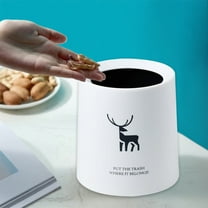 Deer Trash Can, Cute Animal Design Small Wastebasket for Desk, Bedroom & Office with "Put Trash Where It Belongs" Message, Decorative Bin White