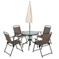 thumbnail image 2 of Sobaniilo 6 Piece Folding Outdoor Dining Set with Umbrella, Metal Patio Garden Patio Furniture Table and Chair Set, Brown, 2 of 7