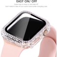 thumbnail image 4 of 2-Pack Bling Cases with Screen Protector Compatible for Apple Watch 41mm, Fully Paved Diamonds Protective Case for iWatch Series 7 (41mm, Black+Clear), 4 of 5