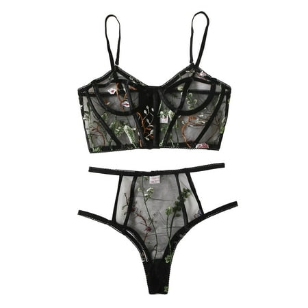 

TANGNADE Womens Lingerie Sexy Women Lingerie Flower Embroidery G-string Thong Underwear New Sleepwear