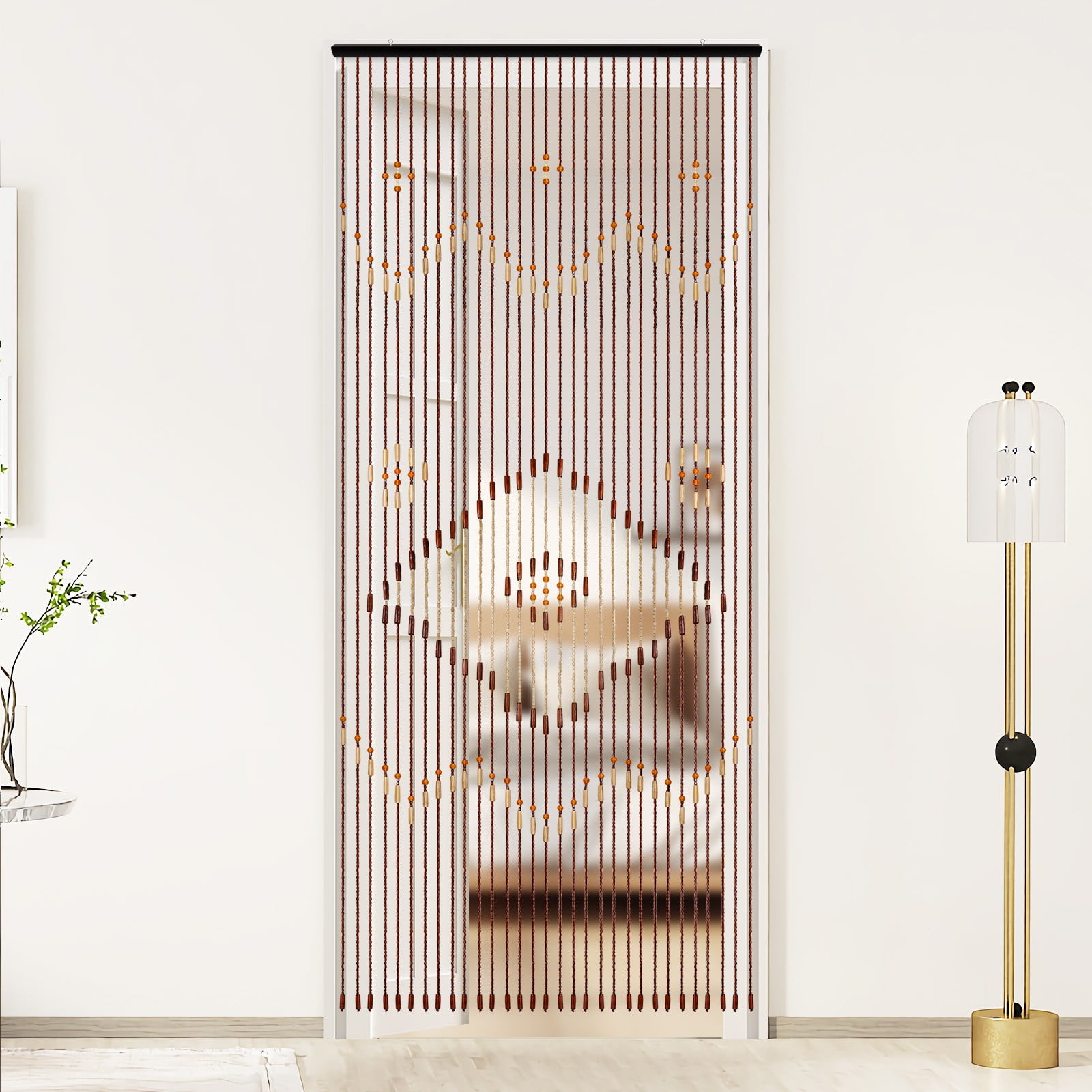 Miumaeov 31 Line Wood Bead String Door Curtain Doorway Blind Screen Room Divider 208*90cm