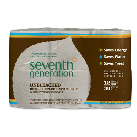 Seventh Generation Unbleached Toilet Paper 2-ply 100% Recycled 12