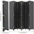 thumbnail image 7 of Dkelincs Wood Room Dividers 6 Panels Portable Folding Partition Screen Wood Mesh Woven Design Wall Divider(Black), 7 of 7