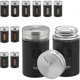 thumbnail image 1 of Spice Shaker, Set of 12, 3 Hole Sizes, Herbs, 90ml, Glass and Stainless Steel, Black/Silver, 1 of 5