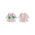 thumbnail image 2 of Loicainy Toddler Baby Girls Dress for St Patrick's Day 6 12 18 24 Months 2T 3T 4T Puff Long Sleeve Crew Neck Shamrock Embroidery Smocked Bow Decor A Line Spring Dresses, 2 of 9