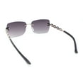 thumbnail image 4 of Mens Rimless Luxury Metal Jewel Chain Link Arm Fashion Sunglasses Silver - Smoke, 4 of 4