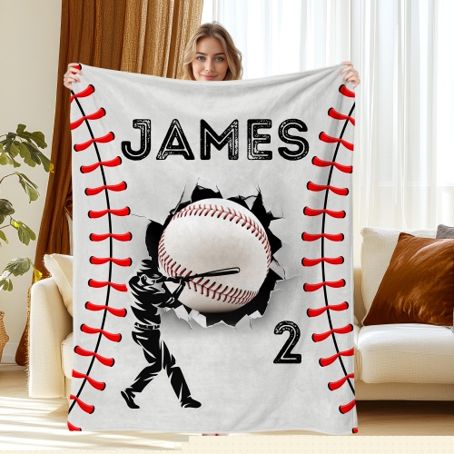 Style1, variant on Personalized Baseball Blankets with Name Numbers, Custom Baseball Team Game Throw Flannel Blankets, Stuff Gifts, Sports Lover Fans, Adult