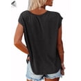 thumbnail image 4 of PULLIMORE Womens Summer Tops Casual V Neck Cap Sleeve Ladies Blouses Basic Loose T Shirts (XL, Black), 4 of 7