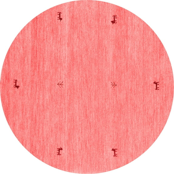 Ahgly Company Indoor Round Abstract Red Contemporary Area Rugs, 4' Round