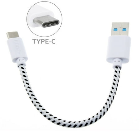 Braided Short Type-C Cable Rapid Charge USB Power Wire Sync USB-C Cord W8O for Alcatel Idol 5 - ASUS ZenFone 4 Pro AR V Live - Essential PH-1 - Huawei Honor 8, Mate 10 (Best Ar 10 Stock)