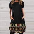 thumbnail image 1 of SMihono Robe d'Été Boho pour Femmes Grande Taille Mode Femmes Décontractée Col Rond Imprimé Manches Courtes Robe avec Poche, 1 of 5