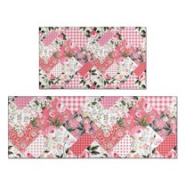 Pioneer Flower Floral Print Pattern Kitchen Rugs Sets Of 2,Anti Fatigue Kitchen Mat Rugs Non Slip Washable,Decorative Kitchen Floor Mats for Kitchen,Sink,Laundry,17"x30" 17"x47"
