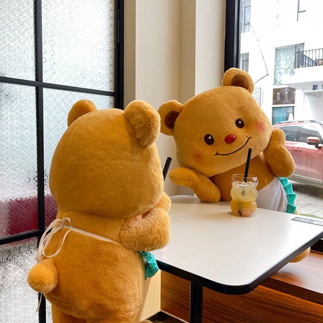 Muñeco de peluche de oso de mantequilla, juguete Kawaii de pie, Animal familiar feliz, regalo para niños993